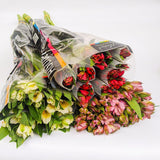 Load image into Gallery viewer, Yellow Peruvian Lily (Alstroemeria) Bouquet in Plastic Sleeve -bloombybunches.ca